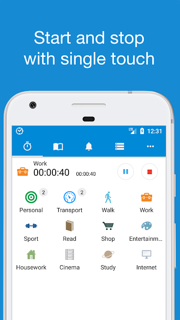 TimeTrack - Personal Tracker start - stop.png